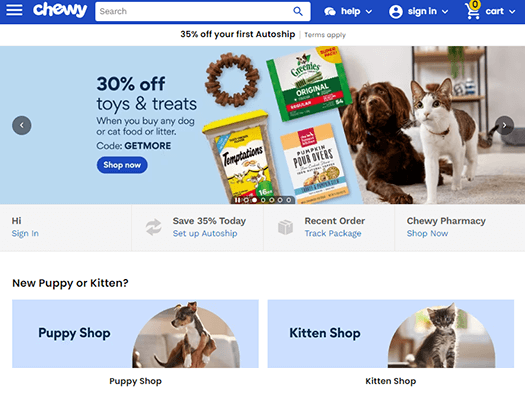 chewy traditional ecommerce