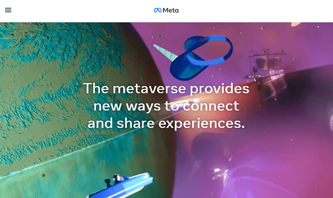 meta metaverse homepage