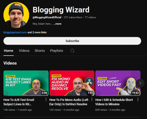25 blogging wizard youtube channel