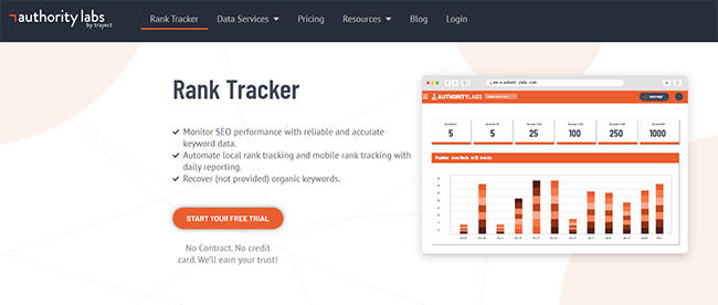 Authority Lab Rank Tracker Homepage