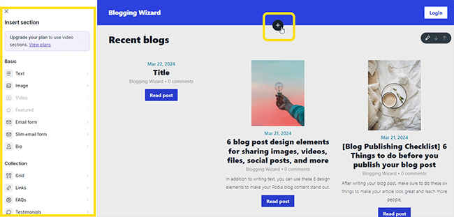 Blog builder - new sections