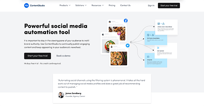 ContentStudio Social Media Automation Homepage