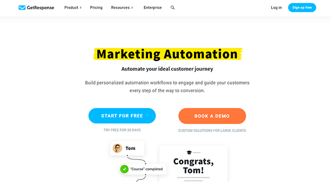 GetResponse Automation Homepage