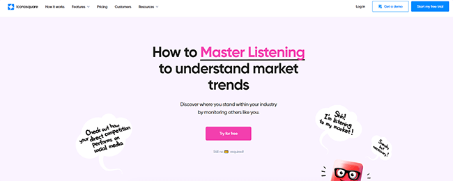 Iconosquare Social Listening Homepage