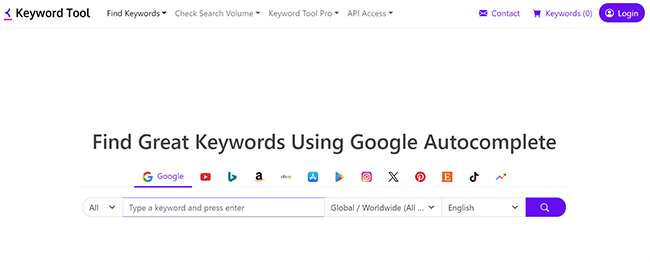 Keyword Tool Keywords Homepage