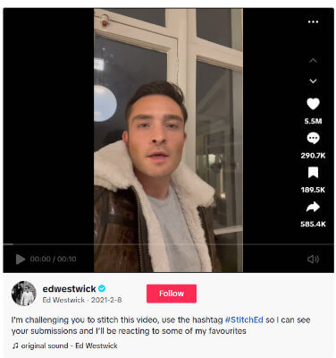 launch a duet or stitch challenge