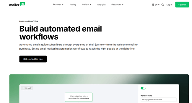 MailerLite Automation Homepage
