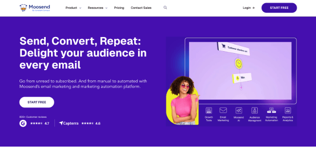 moosend homepage