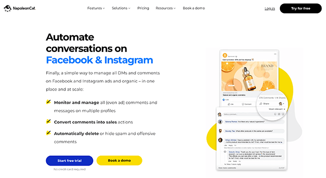 NapoleonCat Social Media Automation Homepage