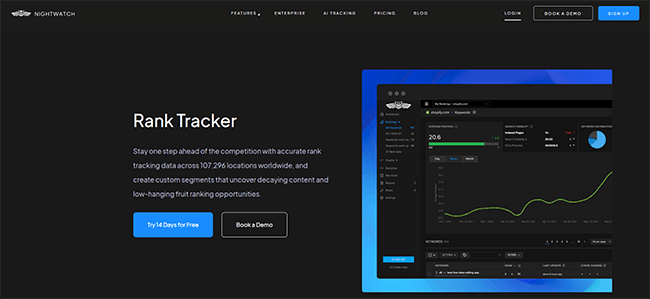 Nightwatch Rank Tracker Homepage