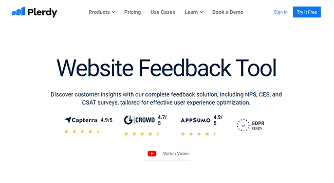 Plerdy Website Feedback tool