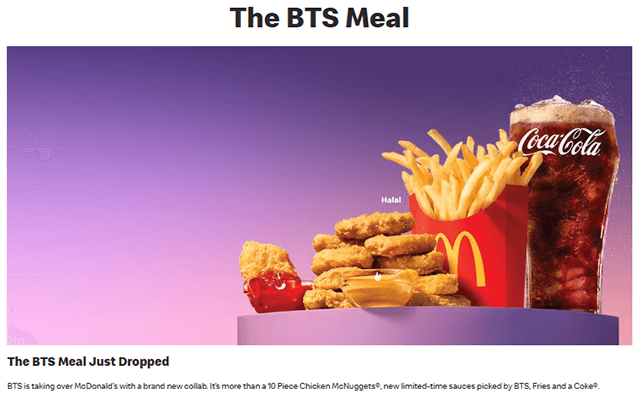 Product collaboration - mcdonalds bts meal