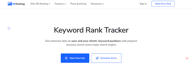 SE Ranking Rank Tracker Homepage