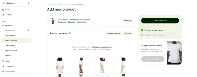 sellfy add new product