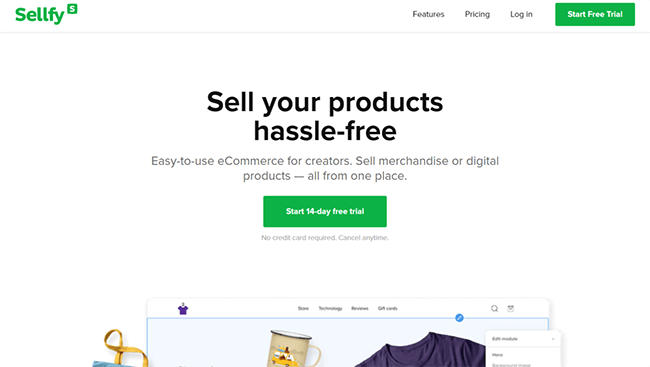 Sellfy Homepage
