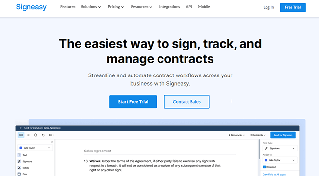 SignEasy Homepage