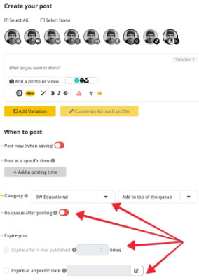socialbee rescheduling evergreen content
