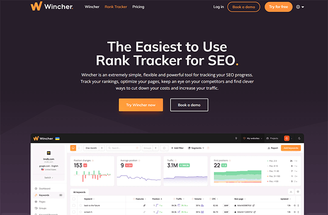 Wincher Rank Tracker Homepage