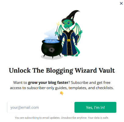 blogging wizard popup