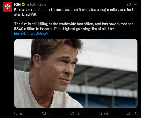 ign f1 movie tweet 1