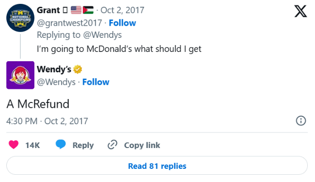 wendys roast tweet